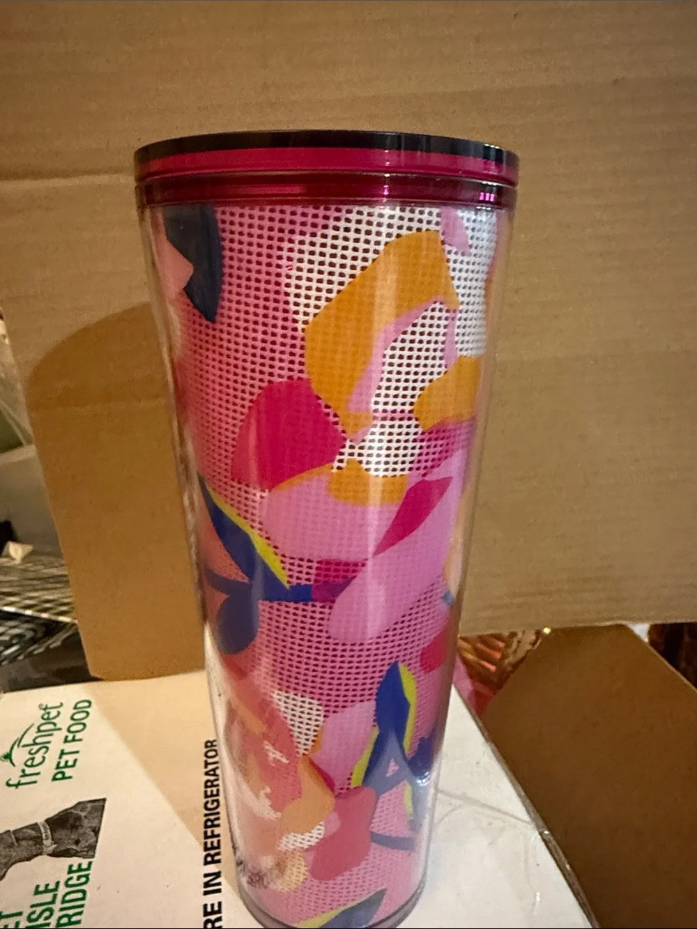 Starbucks Pink, Gold & Blue Patterned Travel Tumbler